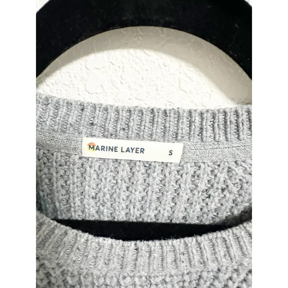 Marine Layer Womens Delaney Pullover Sweater Wool Blend Mid Heather Grey Small
